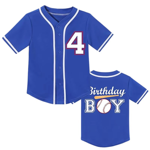 Maillot de baseball rouge classique pour garçons, motif sublimé « Birthday Boy 5 », en polyester respirant, manches courtes, coupe classique - Product Image 3
