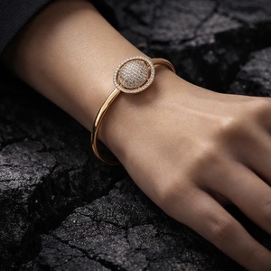 Gold Color <b>Ball</b> Cuff <b>Bracelet</b> Moissanite Inlay Bangle Trendy S925 Rose Gold Plated Open Wrist Jewelry for Party Gift - Product Image 4