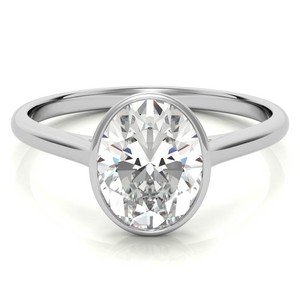 Brilliant Cut Moissanite 8x10mm Oval Cut Bezel Set Luxury Certified 925 Sterling <b>Silver</b> White Gold Plated <b>Solitaire</b> <b>Ring</b> - Product Image 1