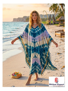Vestido Kaftan Tie Dye para Mujer, Corte Holgado, Ropa de Playa de Verano, Estilo Boho, Fabricante Europeo OEM ODM, Proveedor de Fabricación Personalizada - Product Image 1