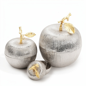 Top Search Handmade Decorative Jar Kitchenware Product Household Container Unique Style Jar <b>Apple</b> Shape Silver Finished - Product Image 1