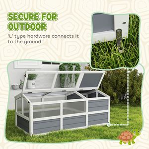 Terrario Esterno Grigio Chiaro per Tartarughe, Design Senza Fondo con Porta, Finestre con Pannelli Solari in PC per Piccoli Animali, Recinti e Cancelli per Animali Domestici - Product Image 4