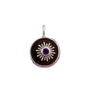 Colgante Clásico de Plata de Ley 925 con Diseño de Sol y Luna, con Amatista y Cuarzo Ahumado, Joyería Fina con Piedras Preciosas, Fabricante de Joyas - Product Image 1
