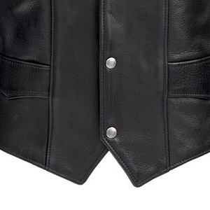 Chaleco de Motociclista de Cuero para Hombre, Estilo Clásico con Cordones Laterales y Cierre de Botones a Presión - Product Image 5