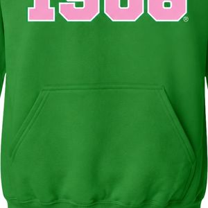 Sudadera con Capucha AKA Forest Green 1908 Crest, Gráfico de Escudo Rosa y Verde, Sudadera de Forro Polar Unisex, Ropa de Hermandad Griega, OEM ODM - Product Image 4