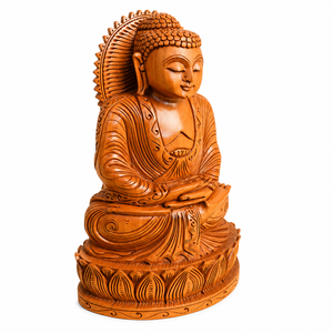Estatua de Buda de Madera Hecha a Mano |   Escultura de Buda Meditando para Decoración de Oficina en Casa, Decoración de Meditación, Diwali, Boda, Diseño Zen Asiático - Product Image 4