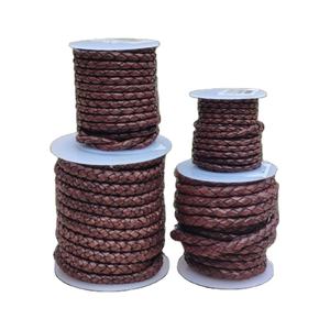 Cordón de Bolo trenzado de cuero de vaca redondo tostado hecho a mano para la fabricación de joyas hallazgos de moda y esenciales tamaños 3mm-12mm - Product Image 1