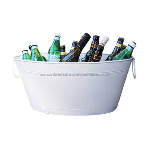 Tina de vino de forma ovalada galvanizada Tina de bebida de champán con mango de lado Fiesta de bar de club nocturno personalizada - Product Image 3