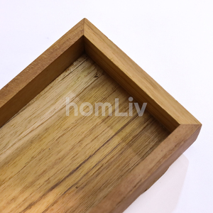 Plateau à couverts décoratif en bois de teck naturel fait main, organisateur de couverts en bois massif durable, boîte de rangement pour ustensiles, vaisselle - Product Image 6
