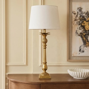 Imperial <b>Pinecone</b> Metal Table Lamp with Linen Tapered Shade Antique Brass Finish Decorative Carved Base Warm Glow - Product Image 6