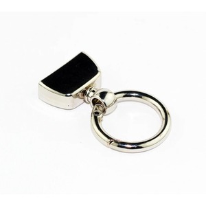 Rectangle Zinc Alloy Keychain with Black Panel and Silver <b>Ring</b> Metal Pendant Accessory - Product Image 4