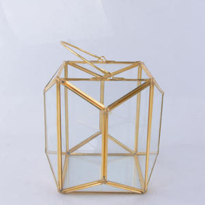 Antique Brass Metal Glass Terrarium High Quality Art Deco Design for Home <b>Table</b> Top Wedding Decoration Wholesale Price India - Product Image 1