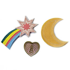 Patchs brodés élégants, faits à la main, circulaires, à coudre, motif Nuit étoilée Montagne, pour vêtements et sacs - Product Image 2
