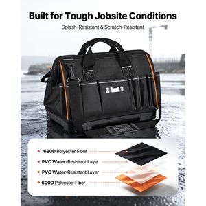Borsa Porta Attrezzi Grande da 16,1 Pollici con 33 Tasche, Base Resistente all'Acqua, Cerniera e Manici Regolabili - Product Image 4