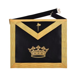 Regalia Masónica, Mandil de Gran Maestro Masón de Salomón, Terciopelo Étnico, Bordado a Mano con Hilos de Oro, Corona Dorada Personalizada - Product Image 1