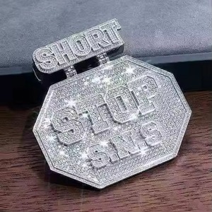 Hip Hop Fine Jewelry Custom 925 Silver Iced Out Large Name Letter Charm Pendant for Men Moissanite Bezel Set Custom pendant - Product Image 2