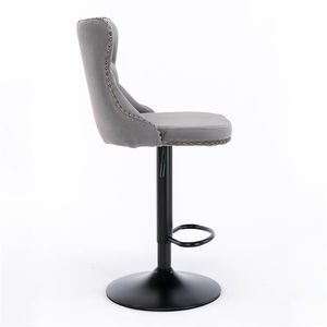 Modern Upholstered <b>Bar</b> <b>Stools</b> with Swivel Seat 25-33 Inch <b>Adjustable</b> Height 17.7 Inch Base Velvet Finish Furniture - Product Image 5
