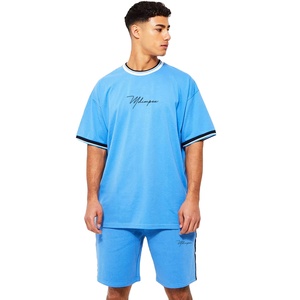 Conjunto de camiseta y pantalones cortos de verano para hombre con logotipo personalizado, 100% algodón, transpirable, ropa urbana, servicio OEM, pedidos al por mayor - Product Image 3
