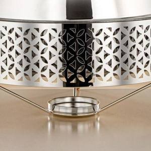 Luxury Modern Chafing <b>Dish</b> with Glass Lid and <b>Serving</b> Spoon <b>Set</b> Gold Legged Stand Round Buffet Food Warmer Single Unit - Product Image 2