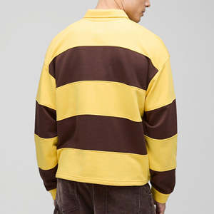 Maillot de rugby personnalisé pour homme, manches longues classiques, 100% coton, rayures jaunes et brunes, avec impression de logo personnalisée - Product Image 6