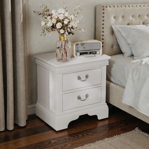 Comodino Classico in Legno 56x41x58 cm Bianco - Arredamento Elegante e di Stile - Product Image 4