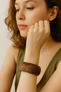 Premium Quality Belladec Acacia Wood <b>Bangles</b> for Women Girls Trendy Indo Western Style Special Wood <b>Charms</b> Long Life Coating - Product Image 2