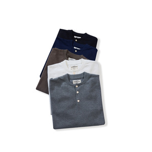Men's Navy Blue Knitted <b>Henley</b> Sweater Regular Fit <b>Long</b> <b>Sleeve</b> Button Up Casual Pullover Autumn Wear - Product Image 2