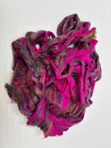 Hand Dyed Sari Silk Ribbon Fiber <b>Yarn</b> for Crochet Weaving Macrame Jewelry Making and Craft Supplies - Product Image 5