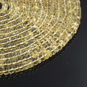 Lemon Quartz Lisse Rondelle Perles 6mm Quartz Rondelle Perles Jaune Quartz Plain Beads - Product Image 3