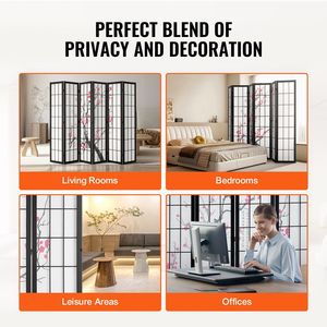 6-<b>Panel</b> Japanese Wood Folding <b>Screen</b> Portable Indoor Partition Divider with Privacy Features for Home Decor - Product Image 6