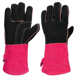Pink Black Leather Safety <b>Gloves</b> with <b>Touchscreen</b> Needle Detection Wrist Length Unlined Eco-Friendly for Winter Daily Casual Use - Product Image 6