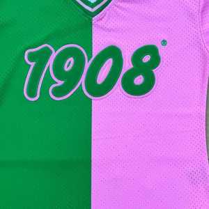 Camiseta de Béisbol AKA Half and Half para Mujer, Bordada con Letras Griegas, Premium, con Botones, Deportiva - Product Image 5