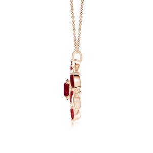 2026 Top Selling 14K <b>Solid</b> <b>Gold</b> Round & Marquise Ruby Gemstone Olive Branch Cluster <b>Pendant</b> Link Chain Necklace Fine Jewelry - Product Image 2