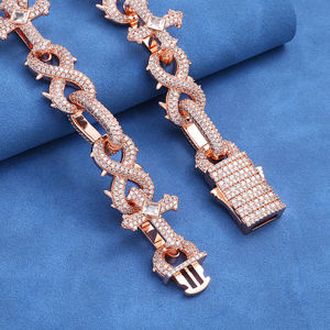 Collier ras du cou en or 18 carats plaqué or avec croix en moissanite, style hip-hop, chaîne à maillons de 16 mm, unisexe, pour fiançailles et usage quotidien - Product Image 6