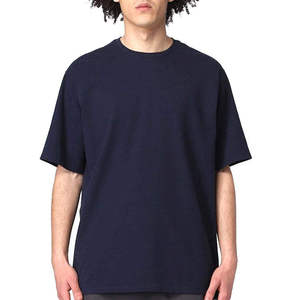 Camiseta de Algodón Azul Marino Sólido Extra Grande para Hombre, Manga Corta, Cuello Redondo, Corte Casual - Product Image 1