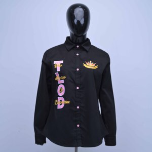 เสื้อยืดลายตารางสีน้ำเงิน เสื้อยืดสตรีทแวร์แบบสั่งทำ เสื้อปักลาย เสื้อเชิ้ตติดกระดุม เสื้อแขนยาว เสื้อยืดใส่สบาย - Product Image 1