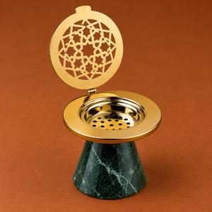 Brûleur d'encens Bakhoor de qualité supérieure avec dessus en acier inoxydable et base en résine, brûleur de parfum arabe fait à la main pour la décoration de la maison, aromathérapie - Product Image 6