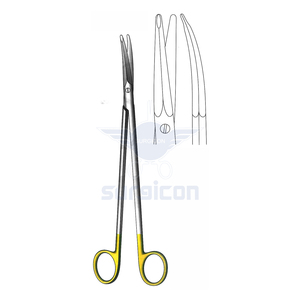 Ciseaux Gorney 17 cm (6-3/4 pouces) à pointes plates courbées, en carbure de tungstène TC doré, ciseaux chirurgicaux en acier inoxydable de précision - Product Image 1
