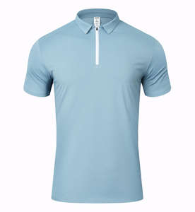Camiseta Polo Deportiva Antibacteriana 5A con Sensación Fresca para Primavera/Verano, Tela de Poliéster a Rayas - Product Image 1