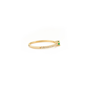 14k Solid Gold Dainty Emerald Cut Diamond <b>Stacking</b> Wedding <b>Ring</b> with Pave Setting Natural Stone Resizable - Product Image 6