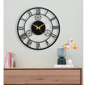 Elegante reloj de pared horizontal azul con diseño geométrico abstracto que aporta un aspecto sofisticado a los espacios, disponible a precios de mayorista. - Product Image 5