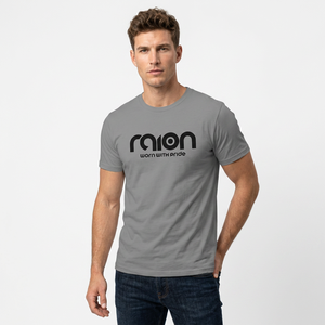 T-shirt à manches courtes gris pour homme Raion, col rond, jersey en coton, décontracté, respirant, imprimé avec un motif de lettres, logo sur le devant, séchage rapide BD - Product Image 3