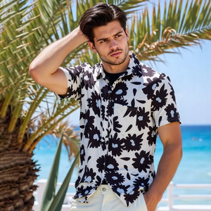 Camisa Hawaiana Floral de Algodón para Hombre, Camisa de Diseñador de Manga Corta para Playa Tropical Aloha, Venta al por Mayor - Product Image 1