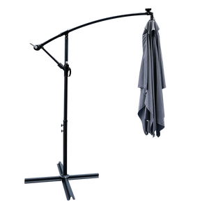 Ombrellone Rettangolare 2x3M da Esterno con Luci LED Solari, Impermeabile, 6 Stecche, con Manovella e Base a Croce, Parasole da Mercato - Product Image 3