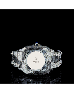 Reloj de Diamantes Único en Blanco y Negro de Alta Calidad, Reloj de Lujo con Esqueleto Automático, 100% Moissanita, Cristal de Acero Inoxidable para Hombre - Product Image 1