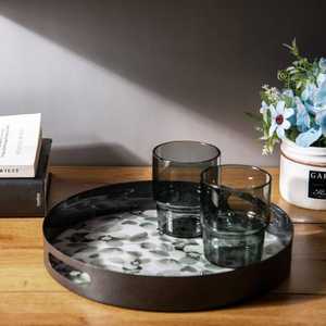 Western Style Stainless Steel <b>Tray</b> Round <b>Black</b> Metal Server <b>Tray</b> Bread Dessert Coffee Tea Food Fruit Display <b>Tray</b> Platters - Product Image 4