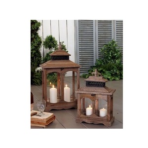 Lanterne décorative en bois pour salon, accents de décoration intérieure, centres de table de mariage, décorations saisonnières et ambiance cosy - Product Image 2