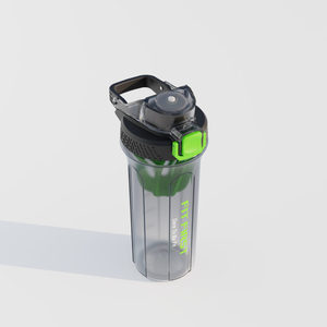 Bouteille shaker en plastique Fit First 700 ml avec boule mélangeuse verte et couvercle à bouton-poussoir, bouteille d'eau, gourde en plastique - Product Image 5