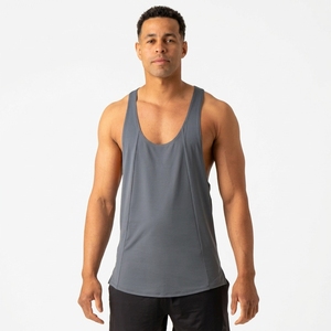 Débardeur personnalisé pour homme en coton gris uni, col en V, décontracté, respirant, tricoté, 100 % polyester - Product Image 1