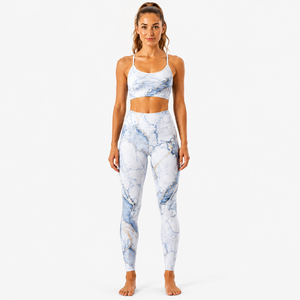 Conjunto de Yoga con Estampado de Mármol para Mujer, Leggings de Cintura Alta, Sujetador Deportivo, Ropa Deportiva para Gimnasio, Conjunto de Ropa Deportiva Activa para Mujer - Product Image 1